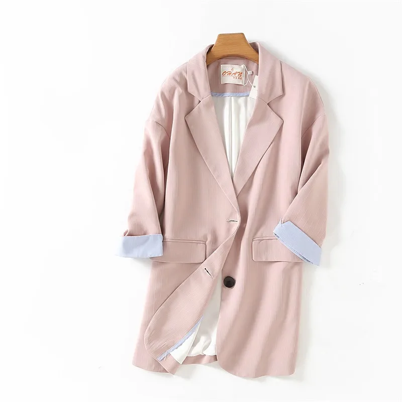 

2019 spring and autumn loaded OL long suit was thin large size suit women commuter wild loose suit jacket