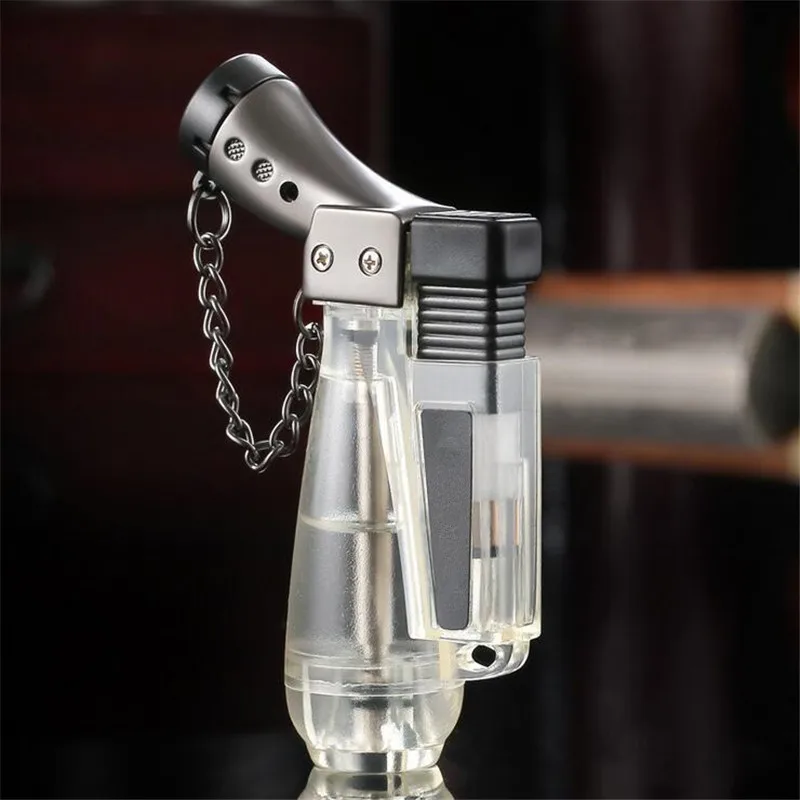 

High Capacity Compact Jet Butane Lighter Torch Lighter Straight Fire Windproof Lighter Keychains Pure Metal NO GAS