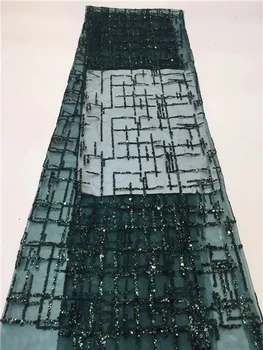 

high quality green French Mesh Lace Free Shipping Sequins Lace Fabrics African Nigerian Lace for Wedding dress