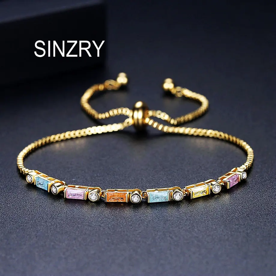 

SINZRY new colorful cubic zirconia geometry slim sweety charm bracelets fashion lady korean stylish bracelet