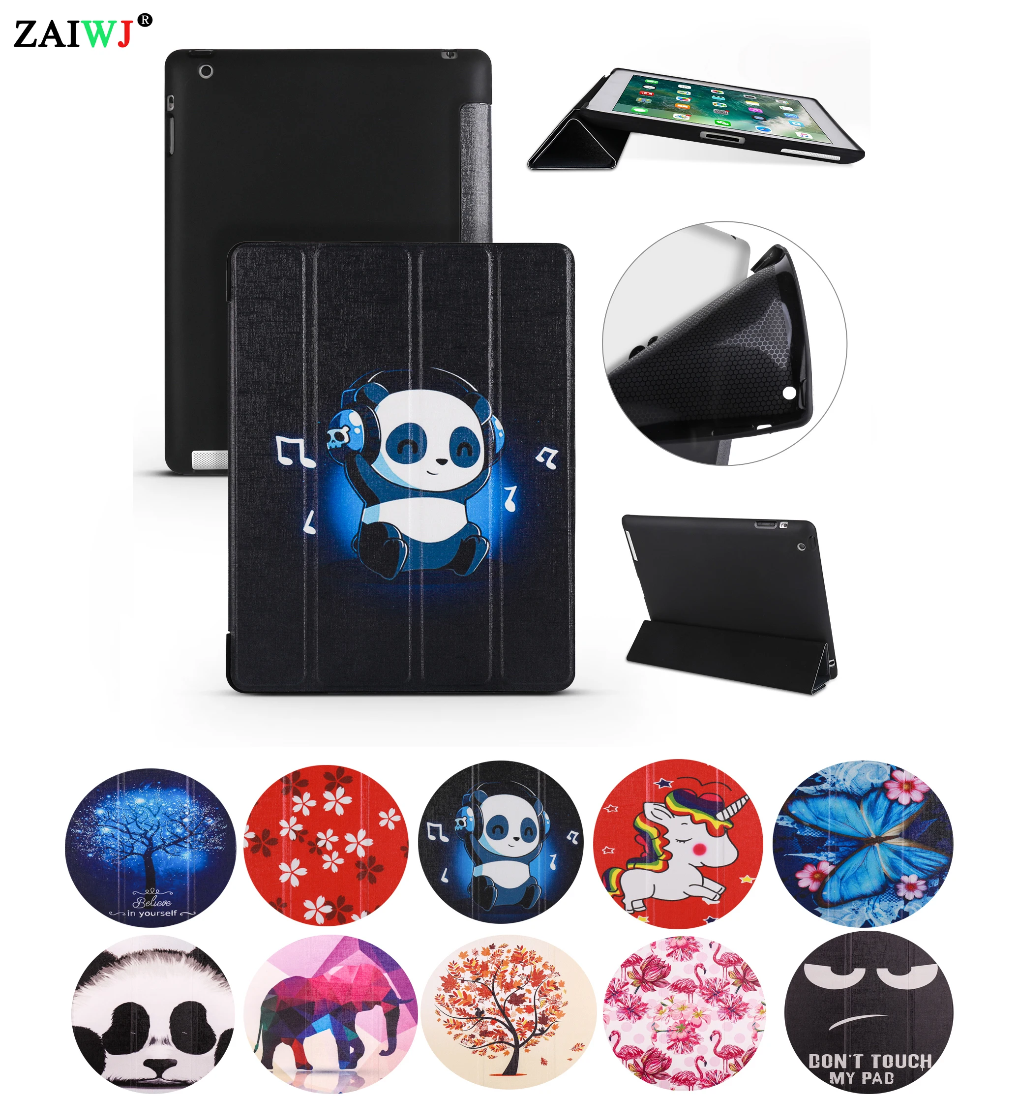 Чехол для Apple iPad 2/3/4 ZAIWJ Умный Магнитный чехол из искусственной кожи с цветным