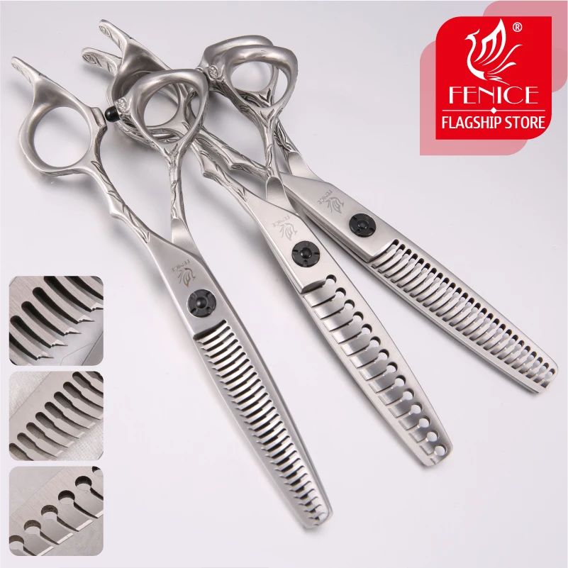 Fenice Professional JP440c 6 дюймовые ножницы для стрижки филировки рога безследные зубов с
