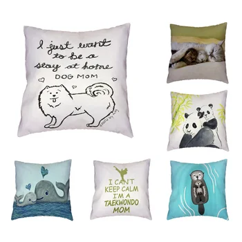 

Whale Water Spray Cushion Cover Panda Bamboo Moon Throw Pillow Case 45*45cm Square Red Hat Home Couch Outdoor Rock Chair Decor