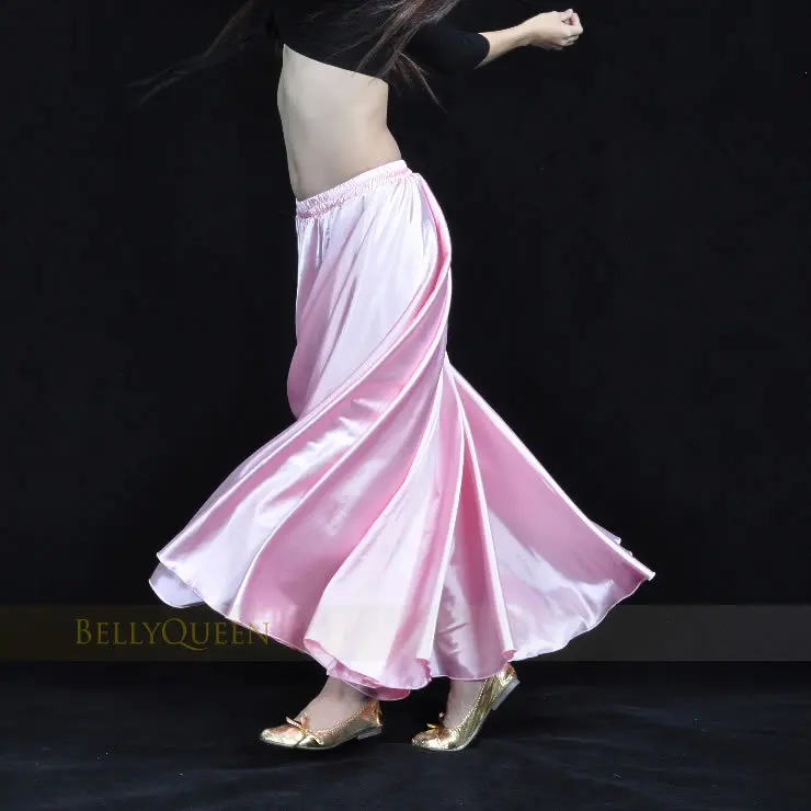 Iiniim - Jupe Longue De Danse Orientale En Satin | Jupe à Volants Pour Danse Du Ventre | Tenue De Scène Pour Soirée Ou Compétition