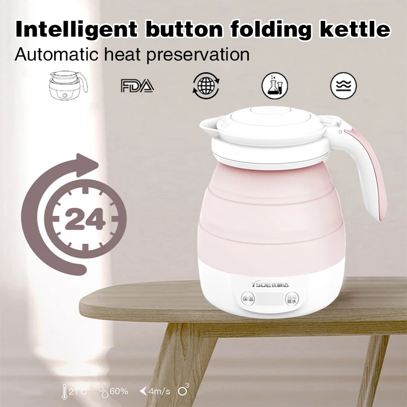 

0.8L 850-1100W Electric Kettle Teapots touch screen Foldable Portable Home Office Travel Camping Water Boiler Adjustable Voltage