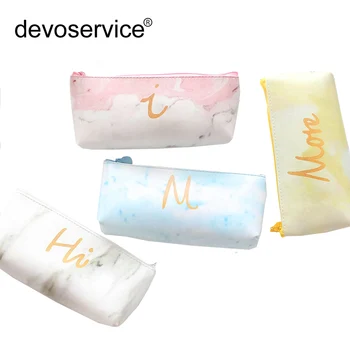 

1Pcs Kawaii Cortex Marble PU Pencil Case For Girls Cute Pencil Bag Pouch Fashion Creative Leather Student Gift School Supplies