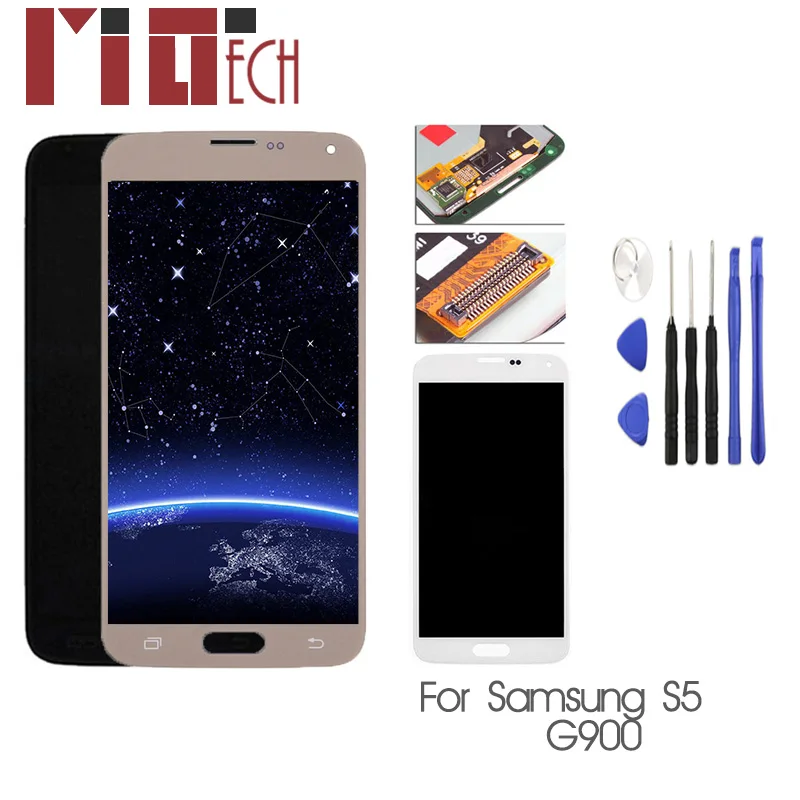 

Adjustable Brightness TFT Display For Samsung Galaxy S5 I9600 G900 G900F LCD Display Touch Screen Digitizer Senor Assembly