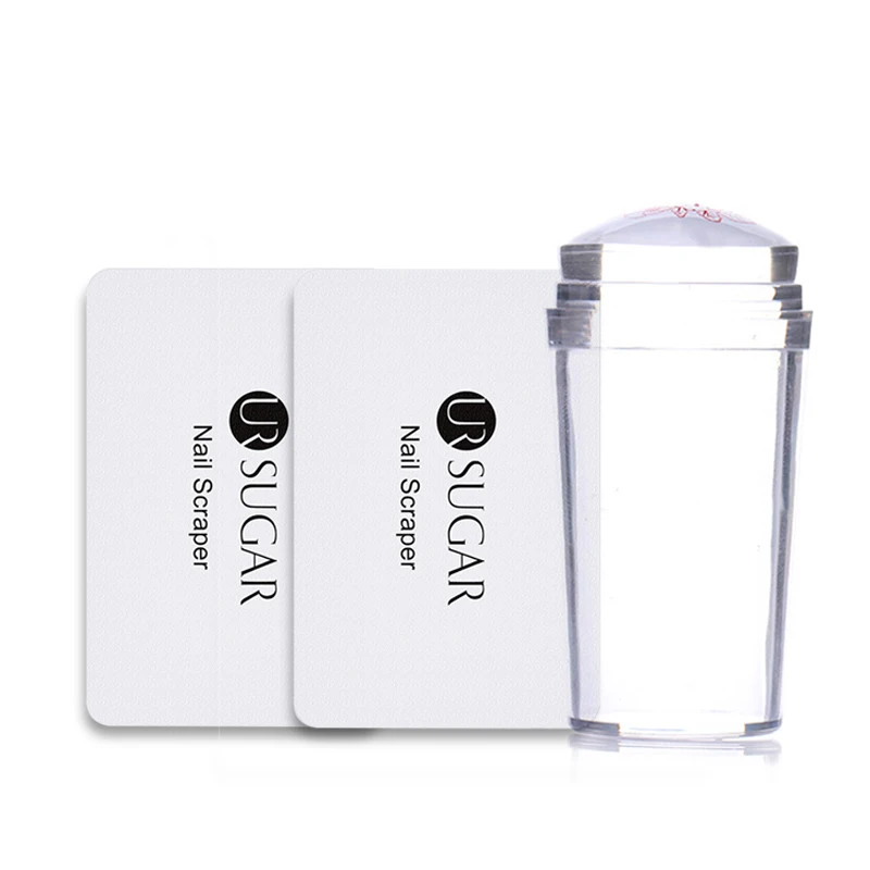

UR SUGAR 3PCS Jelly Silicone Nail Art Stamper Scraper Set Semitransparent Matte Plate Stamping Kit Printing Tool Nail Tools