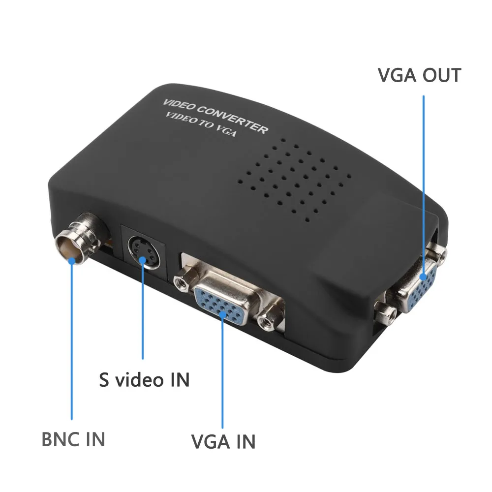 BNC к VGA видео конвертер Композитный S видео вход к ПК VGA выход адаптер конвертер переключатель коробка для ПК MACTV камера DVD DVR