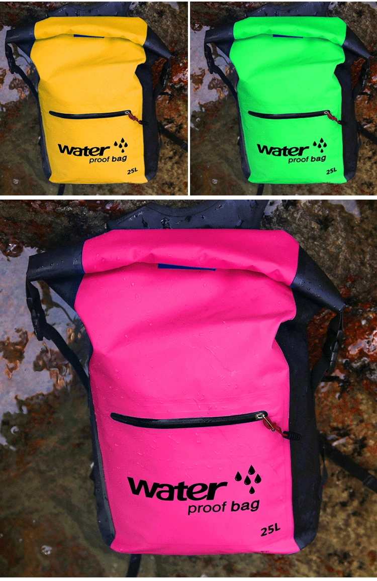 25L Waterproof Backpack Portable Storage Dry Bag Drifting Rafting Canoe Travel Kit Wet Cloth Beach Bags With Pocket (8)
