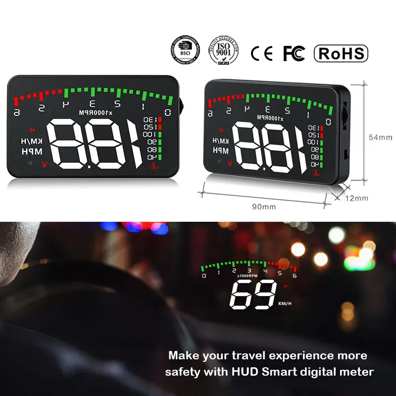 A100 3,5 A900 HUD Дисплей на лобовое стекло автомобиля-Стайлинг Hud Дисплей превышение скорости Предупреждение Лобовое стекло проектор сигнализация Система Универсальный Авто