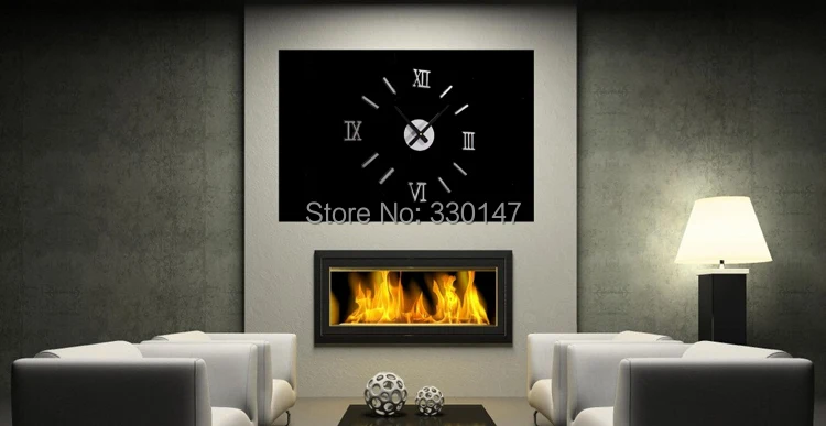 Rome Digital Number wall clock diy 3d mirror Silent Clock Acrylic Brief Quieten DIY wall clock modern design Wholesale