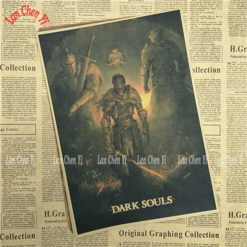 Dark Souls Классическая игра крафт-бумага Плакат Бар Кафе гостиная столовая настенные декоративные картины - Цвет: Черный