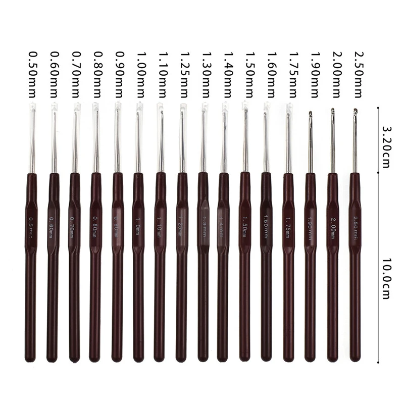 1 шт. Малый размер 0,5-2,5 мм спицы с эргономичной ручкой 16 размер крючком вплетать в пряжу крючком спицы инструменты для изготовления подарка «сделай сам»