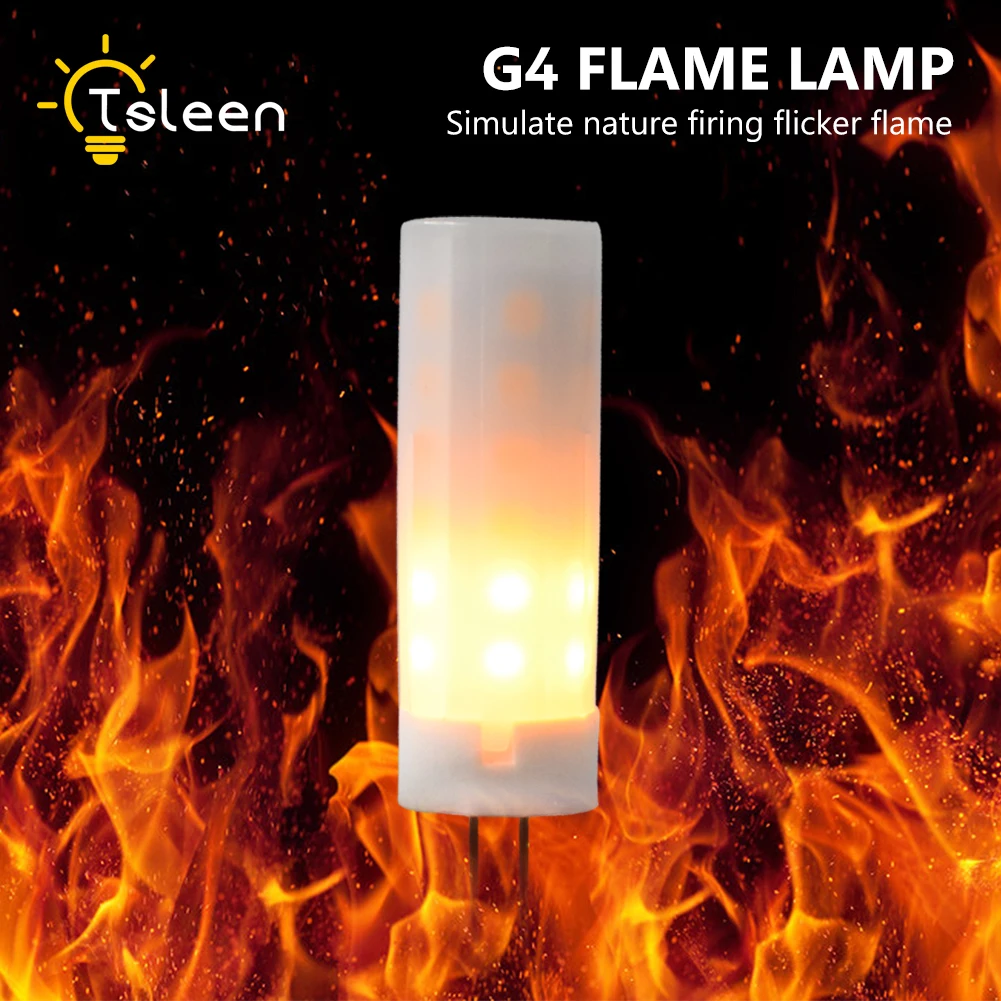 

Dynamic Flame Effect G4 LED Corn light Bulb DC12/24V Simulation Fire Flicker Burning Decoration Warm Corn Lamps Outdoor Light