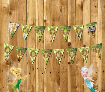 

Princess Tinkerbell Banner Baby Shower Birthday Party Decorations Kids Event & Party Supplies Party Flags Candy Bar