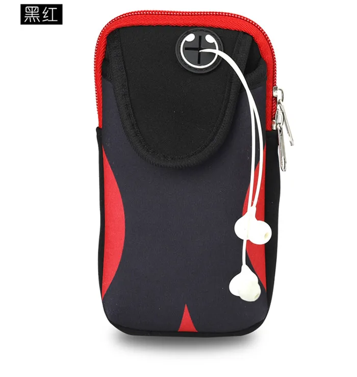 Спортивный Браслет, поясная сумка, чехол для Samaung S10 S9 plus, iphone 6, 7, 8 plus, X, XS, XR, для мобильных телефонов, для ночного бега, нарукавник для пеших прогулок - Цвет: Black red
