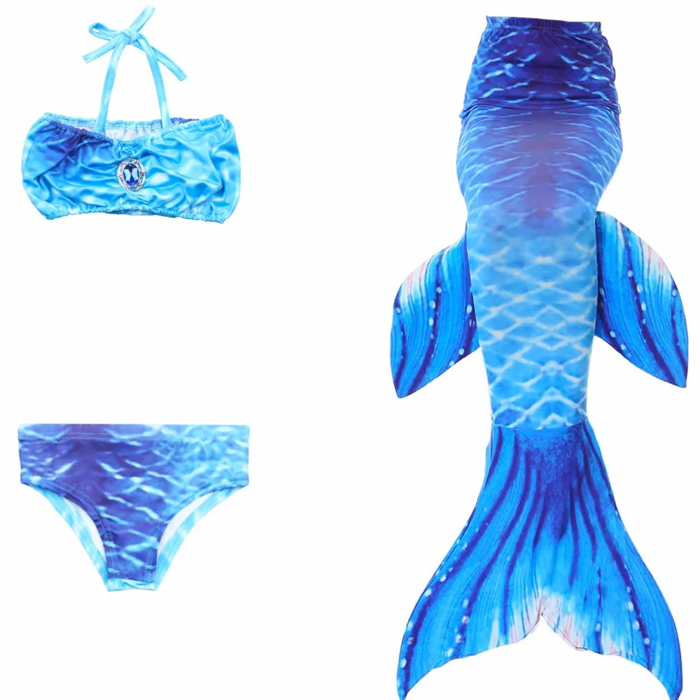 2 12Y 2018 Girls Cute Cosplay Mermaid Tail Princess Dress Bikini Set Multicolor Bathing Suit