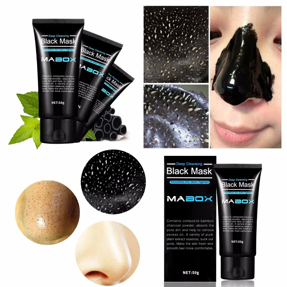 Mabox Black Mask Peel Off Bamboo Charcoal Purifying Blackhead Remover Mask Deep Cleansing for Acne Scars Blemishes skin care