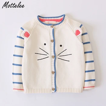 

Mottelee Girls Sweater 2018 New Autumn Winter Knit Cardigan Girls Jumpers Cartoon Cart Bird Horse Coat Long Sleeve Kids Sweaters