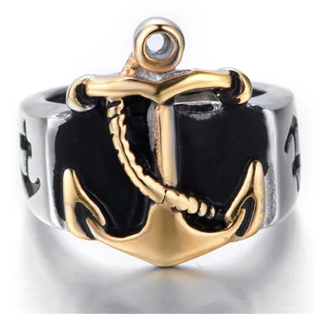 

New Silver color Gold color Men's Anchor Navy Nautical Sailor Stainless Steel Ring
