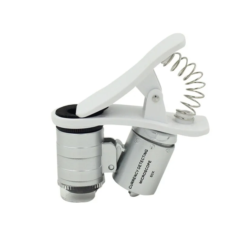 2018 60X Mini Portable Clip LED Microscope Magnifier Loupe UV Currency