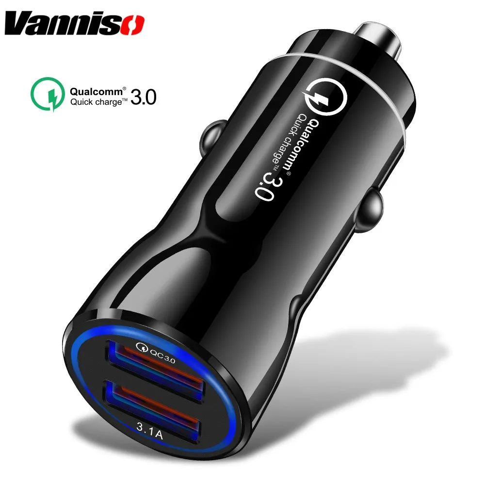 

Dual 5V 3.1A QC 3.0 USB Car Charger For Mobile Phone Tablets Car-Charger Dual USB GPSFast Charger Phone Charger Adapter in Car