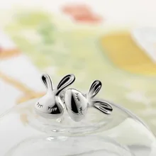 Мода для девочек 925, серебряные гладкие кроличьи маленькие серьги-гвоздики для маленьких детей, женские Асимметричные милые вечерние серьги, ювелирные изделия ED128