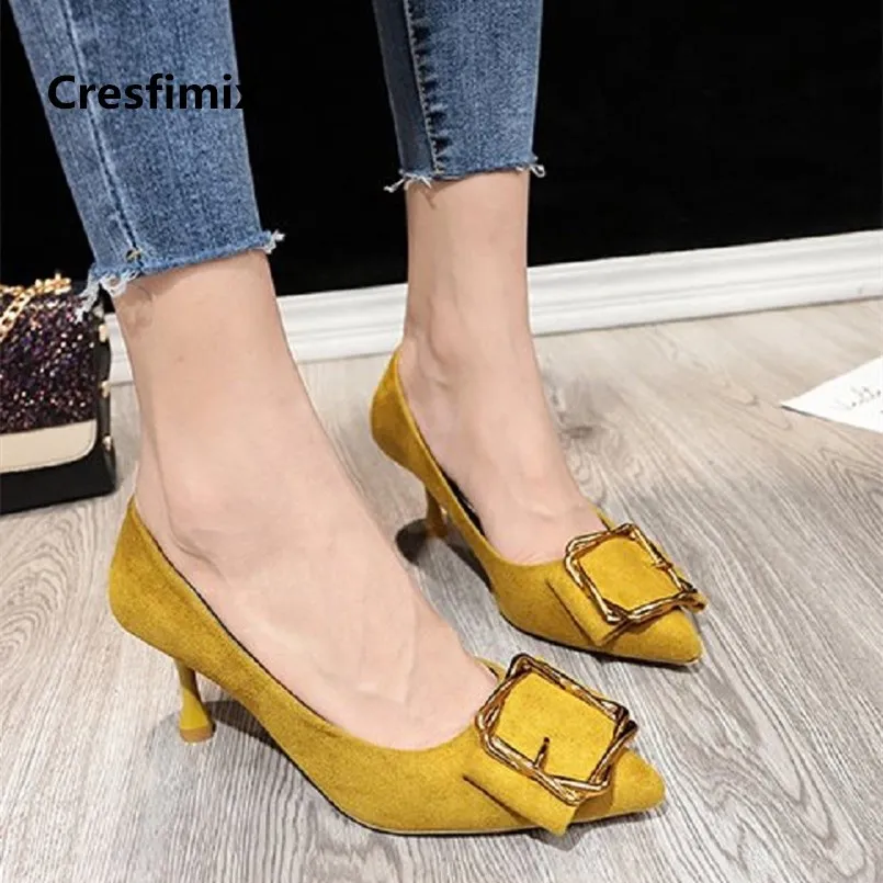 Cresfimix tacones altos/женские красивые весенне-летние туфли-лодочки без застежки на высоком каблуке женские милые вечерние туфли на высоком