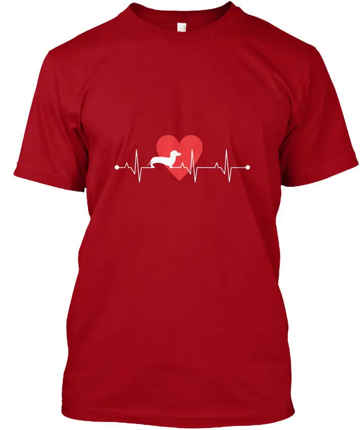 Daschund Lovers Heartbeat Dog Gift T shi популярная футболка без тегов качественная с принтом на