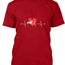 Daschund Lovers Heartbeat Dog Gift T shi популярная футболка без тегов