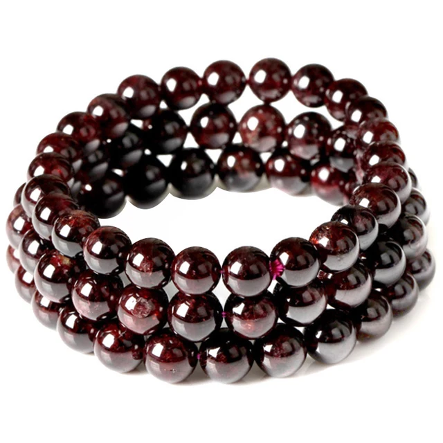 January Birthstone Natural Garnet Bead Bracelet Claret Red Handmade January Birthstone Natural Garnet Bead Bracelet Claret Red Handmade Pulseras Stretch Cord Jewelry Whole