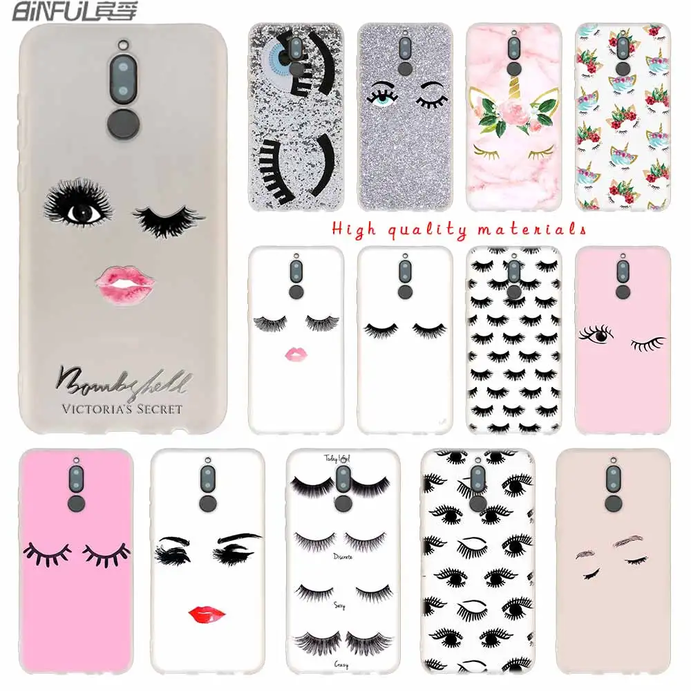 

big eye eyelashes eyelash curler Soft Silicone Cases For Huawei Mate 10 Lite 10 20 Lite Pro 20X S Y5 2017 Y9 2018 2019 NOVA 3 4