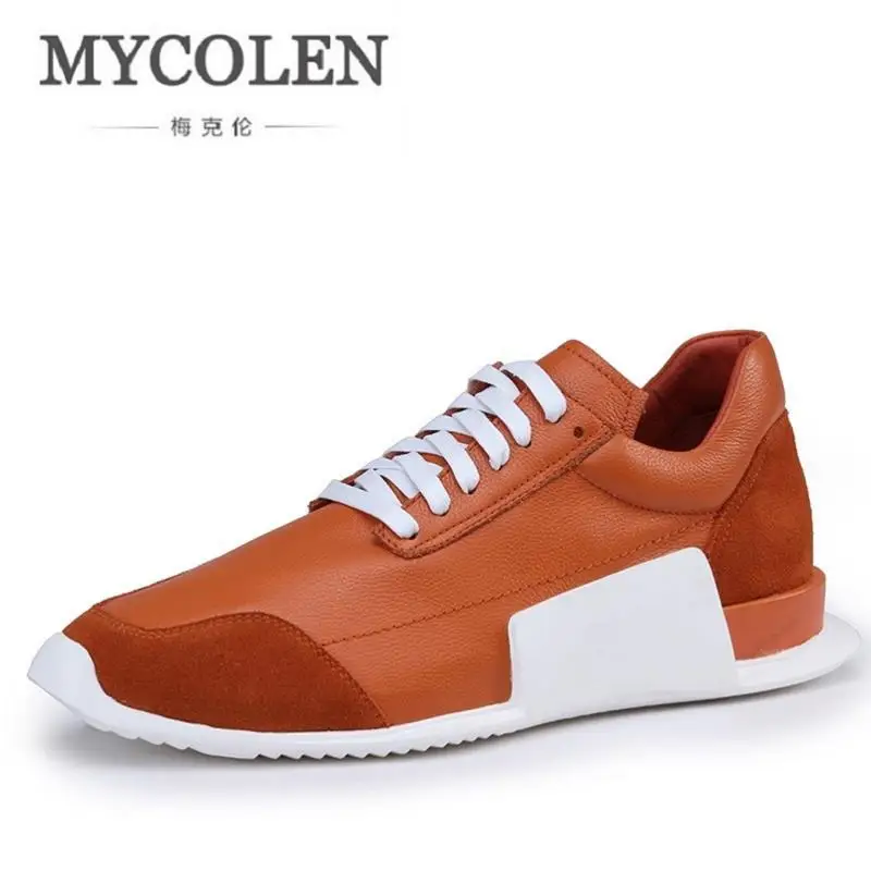 

MYCOLEN New Casual Men Footwear Fashion Sport Flats Leather Shoes Mens Cow Leather Shoes Black White Autumn Winter Walking Shoes