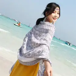 Для женщин большой пляж солнце экран шарф с принтом в стиле ретро кисточкой шаль палантин случайный