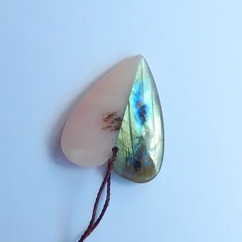 

Semiprecious stone Jewelry,birthday present,Pink Opal,Labradorite fashion women Pendant Bead,25x21x5mm,3.6g