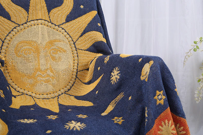 130*180 см Плед s для кровати стул вязаный Индийский стиль Солнце Мандала одеяло для дивана зимний диван покрытие теплый декоративный дом
