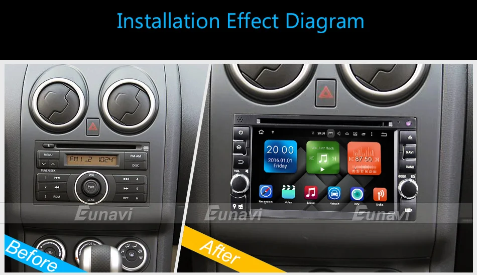 Excellent Eunavi Quad Core Universal 2 Din Android 9.0 Car radio dvd multimedia Player Capacitive Touch Screen Audio Stereo GPS Navigation 24