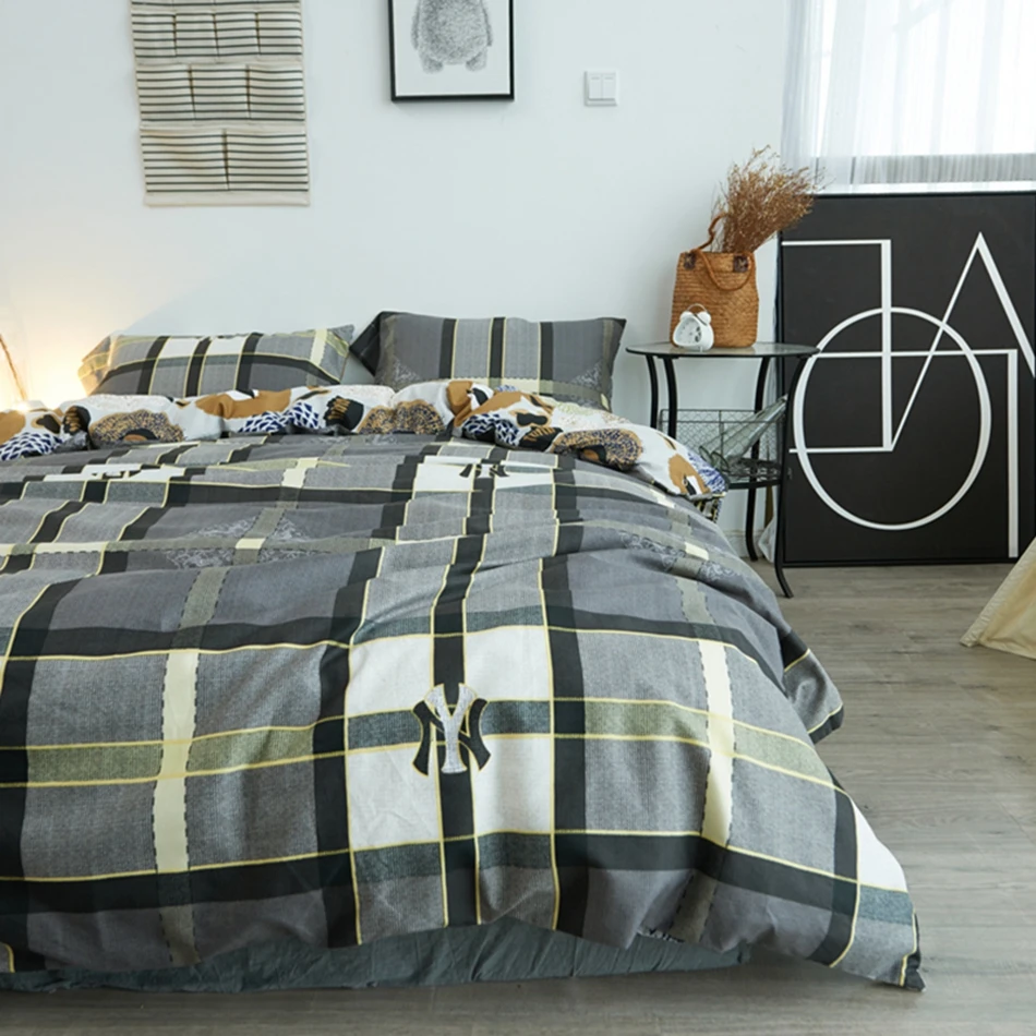 Gray Modern Bedding Promotionshop For Promotional Gray Modern - Reversible Bed Sheets Gray And White Plaid Modern And Brief European Styletwin Queen And King Size gray modern bedding promotionshop for promotional gray modern - reversible bed sheets gray and white plaid modern and brief european styletwin queen and king size