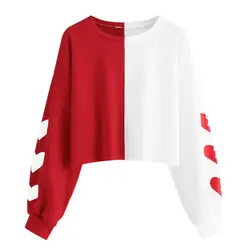 * Женский укороченный свитер кроп-Топ Толстовка K-POP одежда Лоскутные Топы с длинными рукавами женская одежда sudaderas mujer
