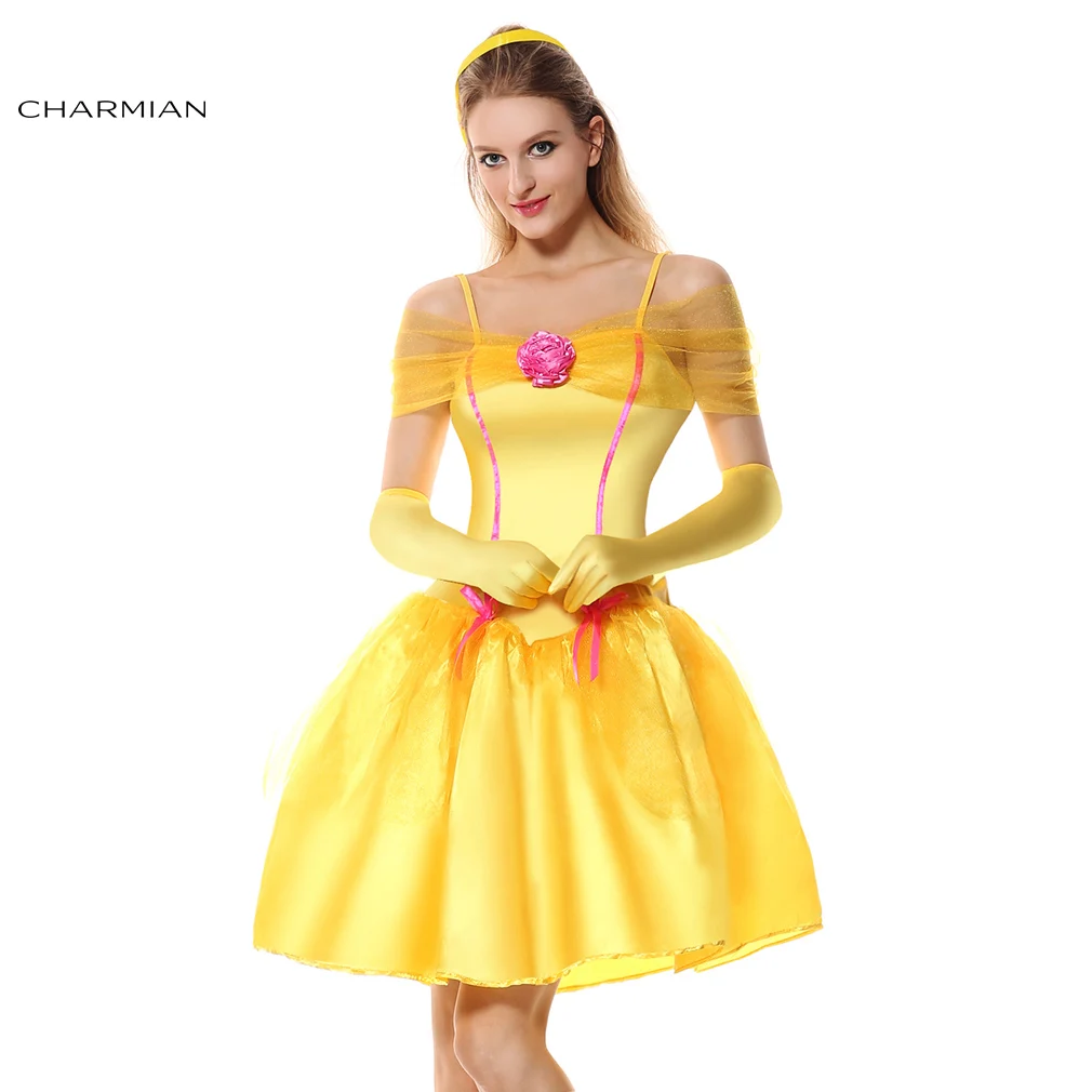 Charmian Fairy Tale Belle Princess Anime Cosplay Costume for women Halloween Carnival Off-the-Shoulder Party Dress