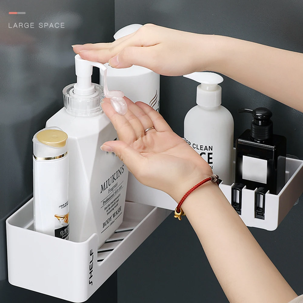 Shelves for Wall Nordic Style Bathroom Shelf Free Punching Hanging Toilet Vanity Suction Type Drop Shipping | Дом и сад