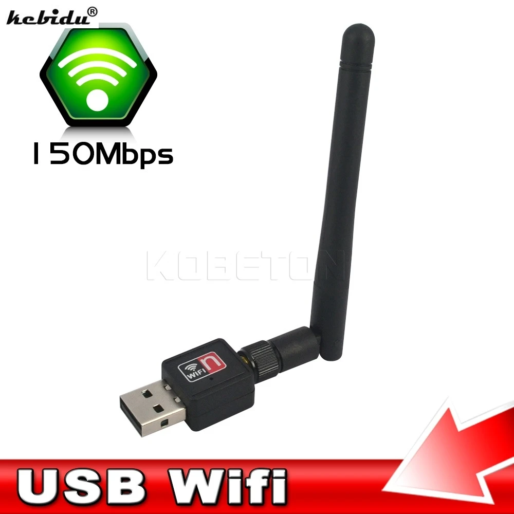 

kebidu Mini USB Wireless WiFi Adapter External 150mbps Network LAN Card 802.11n/g/b With Antenna For Laptop Desktop PC XP WIN 7