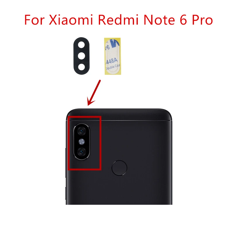 2 шт. для Xiaomi Redmi note 6 Pro камера со стеклянными линзами задняя камера со стеклянными линзами Замена запасных частей с клеем