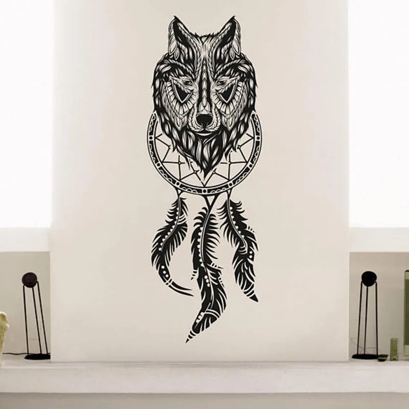 Wolf Dreamcatcher Wall Decals Decoration Feather Dreamcatcher Bedroom