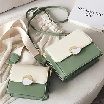 

Contrast color Leather Crossbody Bags For Women 2019 Travel Handbag Fashion Simple Shoulder Messenger Bag Ladies Cross Body Bag