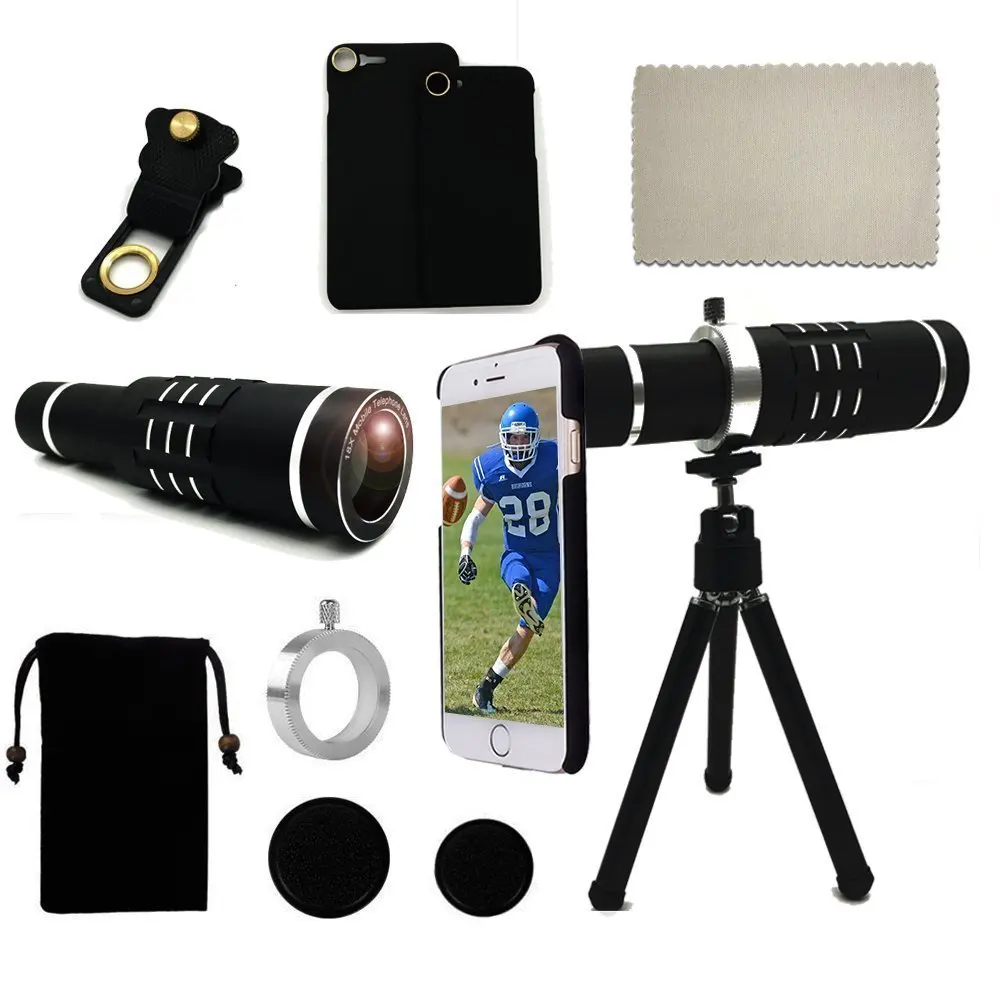 

18x Magnifier Telephoto Manual Focus Lens+Phone Holder+Case+Bag+Tripod Camera Photo Telescope Lens For Samsung Galaxy S8 S9 Plus