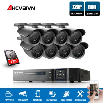 

AHCVBIV 8CH DVR 720P HDMI CCTV System Video Recorder 8PCS 1200TVL Home Security Waterproof Night Vision Camera Surveillance Kits