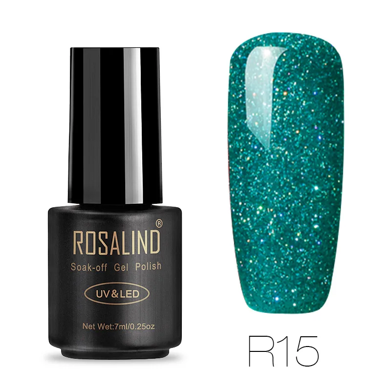ROSALIND 7 мл Лак для ногтей Радужный мерцающий R01-29 дизайн ногтей УФ светодиодный маникюрный гель для ногтей Полупостоянный замачивающийся Гель-лак - Цвет: R15