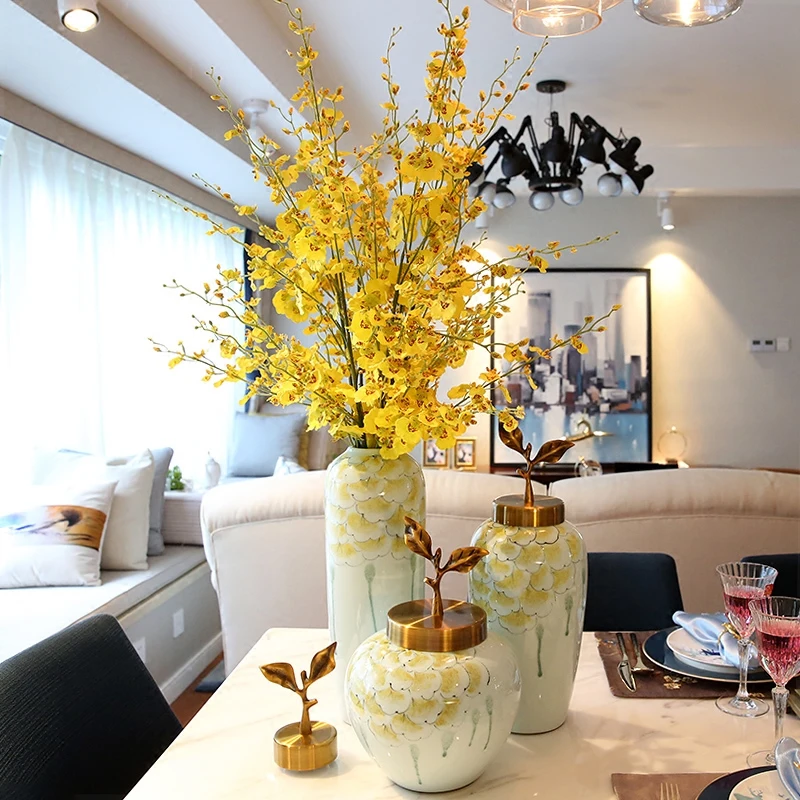 Китайский стиль, керамическая креативная Цветочная ваза для гостиной, домашний декор, ремесла, украшение комнаты, свадебная ваза, фарфоровые декоративные банки, подарок